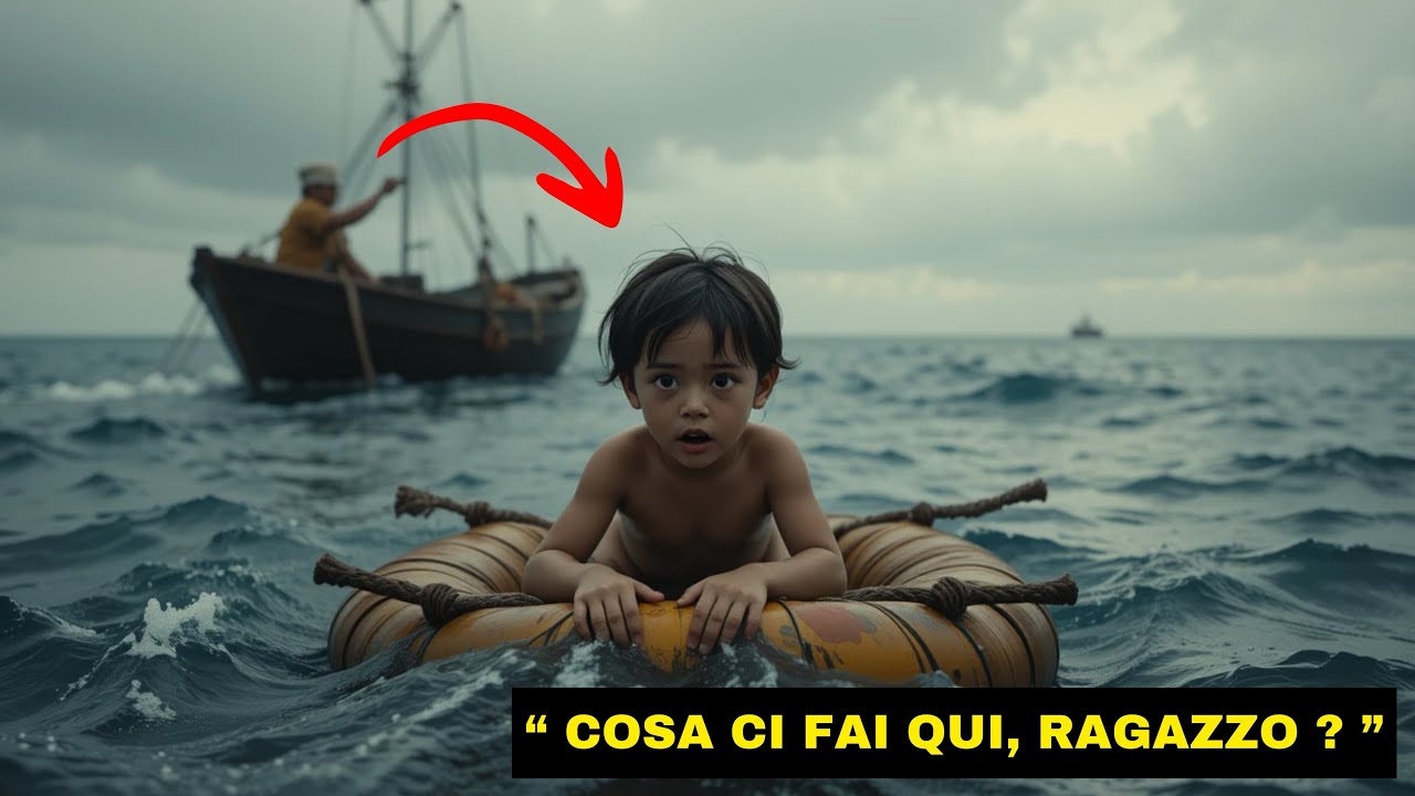 Un pescatore scorge un bambino in mare su una zattera e si spaventa ...