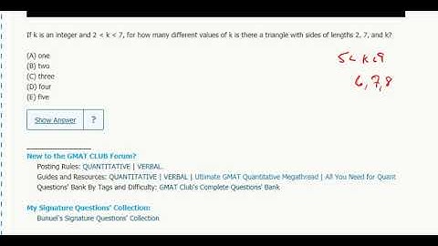 Geometry 22- If k is an integer and k is between 2 and 7, for how many different values of k is...