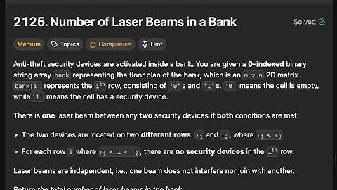Leetcode 2125: Number of Laser Beams in a Bank