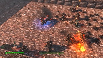 Fallout 4 Battle 5 Glowing Deathclaws vs 10 Gunner Sentry Bots (Rematch) / 1440p