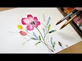 Watercolor basic painting using two brushes