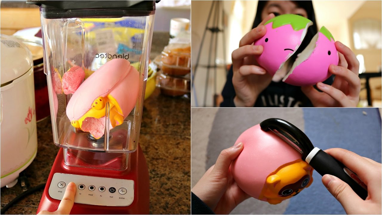 BLENDING A SQUISHY!? Extreme Squishy Dares - YouTube