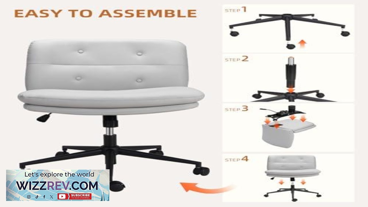 Garvee Armless Office Desk Chair with Wheels Mid Back Wide Seat Ergonomic Chair