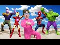 슈퍼히어로랑 함께 춤춰요! 스파이더맨 아이어맨 헐크 타노스 슈퍼히어로 댄스 Dancing Superheros Surprise