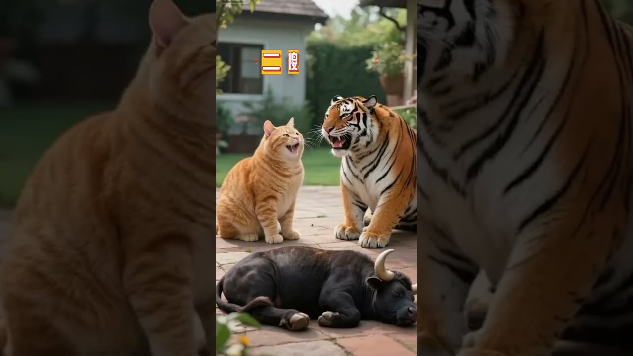 Orange Cat Catches Black Buffalo Aicat Fatcat Orangecat Animals