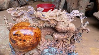 Điêu khắc con rồng gỗ nu hương cực siêu đẹp/ TON DRAGONS ART