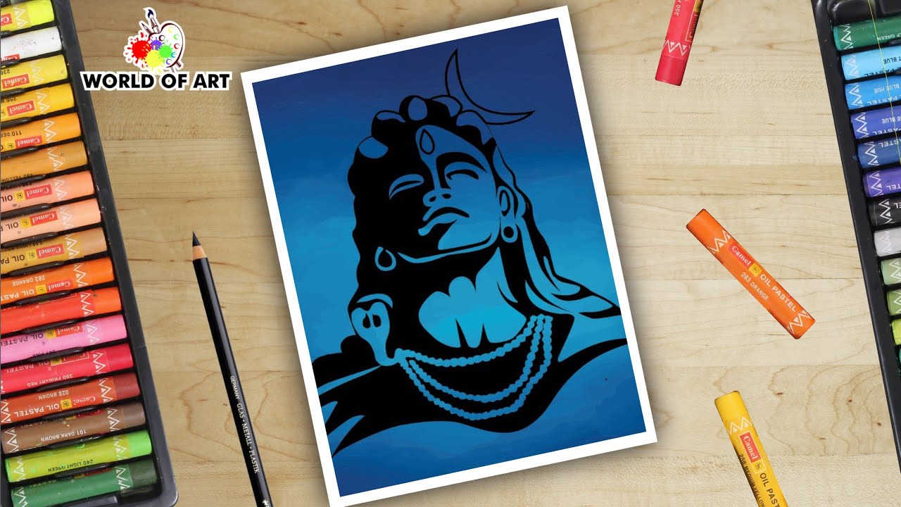 Drawing shiva || Lord shiva drawing with oil pastels || Oil pastel ...