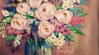 Easy Impressionist Floral Vase #2 Acrylic Painting Tutorial LIVE