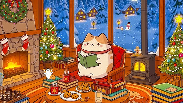 Pusheen’s Cozy Christmas Fireplace 🔥 Chill Lofi Beats for Focus, Relax 🎄 Calm Lofi to Relax & Sleep