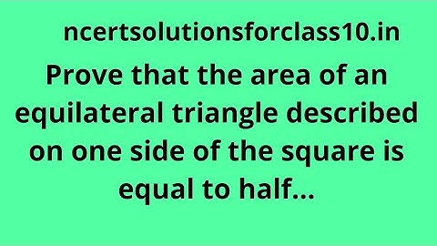 Prove that the area of an equilateral triangle described on one side of the square is equal to half