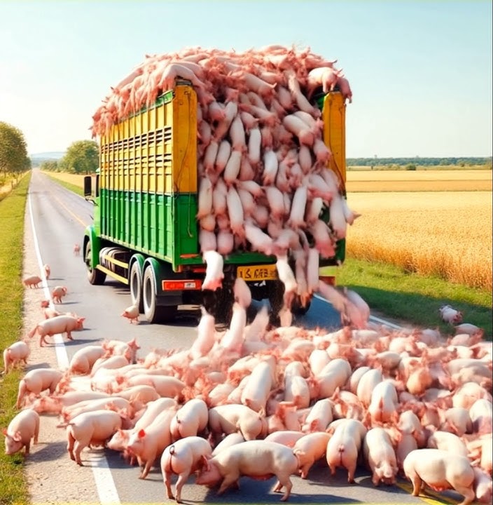 Fake AI- large scale escape of Pigs #farming #pigs
