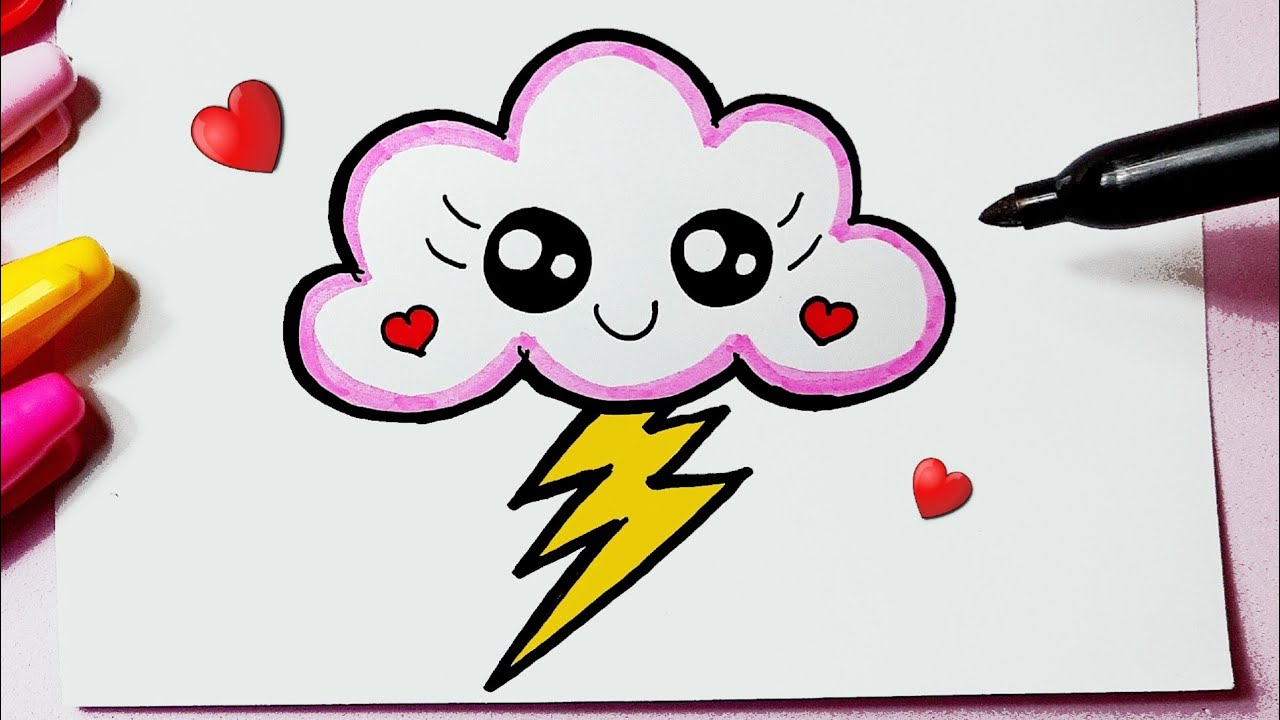 How to draw kawaii cute Cloud l Como desenhar Nuvem fofa Kawaii - Drawing  to Draw 