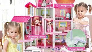 Mini Tudou Doll House Dreamhouse for Girls, Dollhouse with Lights, Play Mat and Dolls, DIY Building screenshot 3