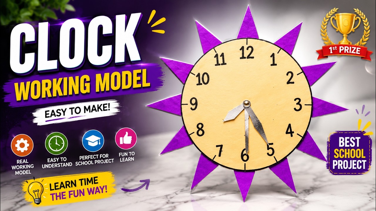 DIY Cardboard Clock Working Model for School Exhibition | Easy Clock ...