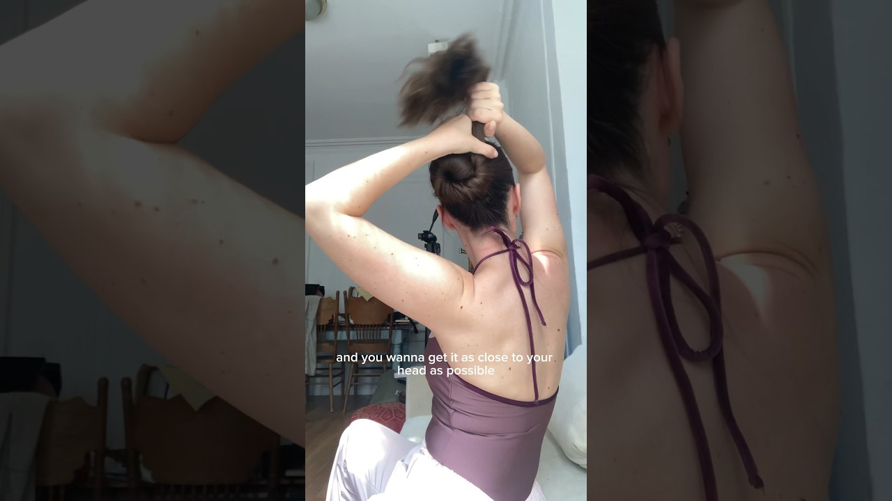 ? thick hair BALLET BUN [5 min tutorial] NO DONUT STEP BY STEP GUIDE #ballerina #hairtutorial #bun