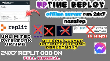 #uptime deployment 2024| free uptime deploy/Replit close cod run #24x7 😱 fb offline server nonstop