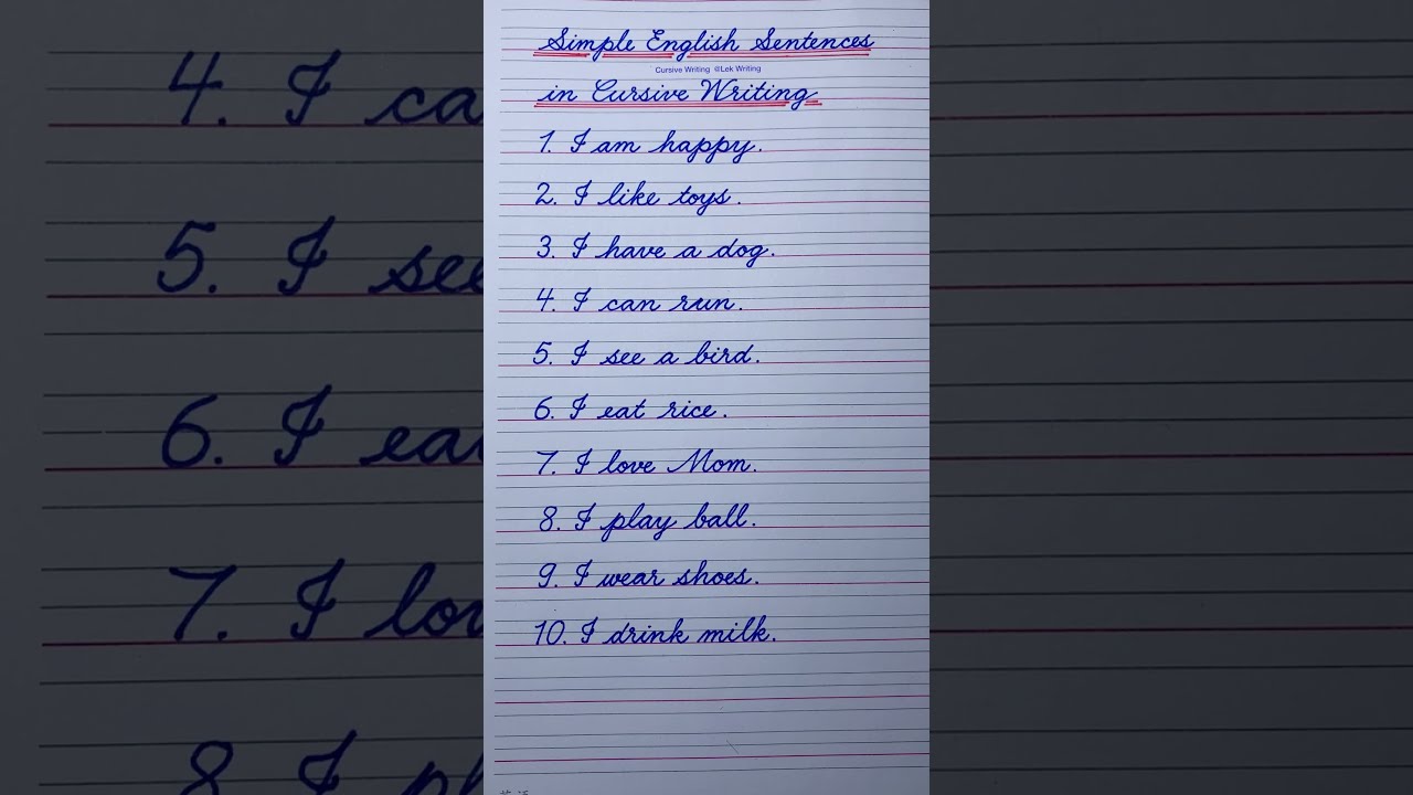 Simple English Sentences Starting With I In Cursive Writing Handwriting Practice
