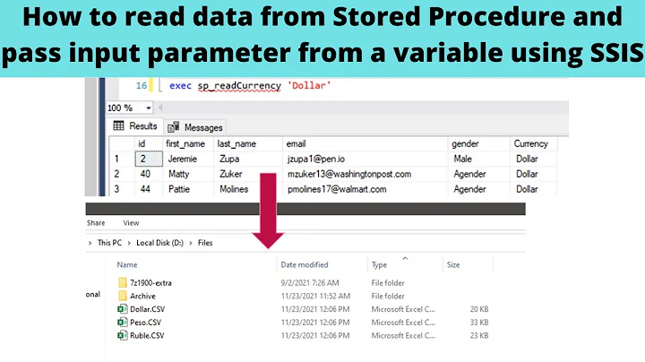 89 How to read data from Stored Procedure and pass input parameter from a variable using SSIS
