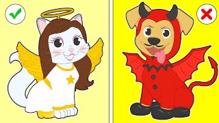 BABY PETS 👿👼 How to Dress up as Demon and Angel