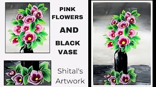 Step by step Acrylic Painting Tutorial | One Stroke Painting for Beginners| Quick and Easy Flowers