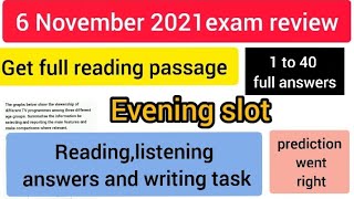 6 November evening slot exam review reading,listening answers with writing task complete review