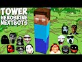 SURVIVAL GIANT HEROBRINE TOWER JEFF THE KILLER and SCARY NEXTBOTS in Minecraft Gameplay Coffin Meme