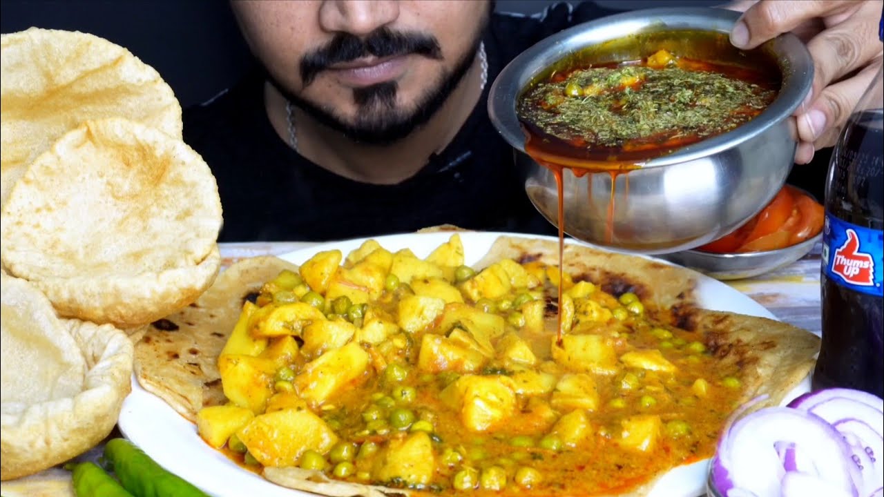 AALU KI SABJI PURI PARATHA EATING BIG BITE EATING MUKBANG VIDEO 