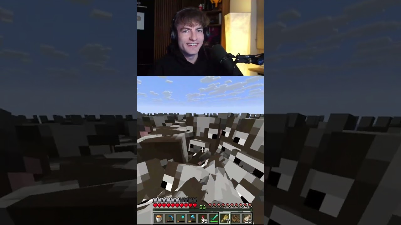 When you jump into a pit of cows while holding wheat in Minecraft...