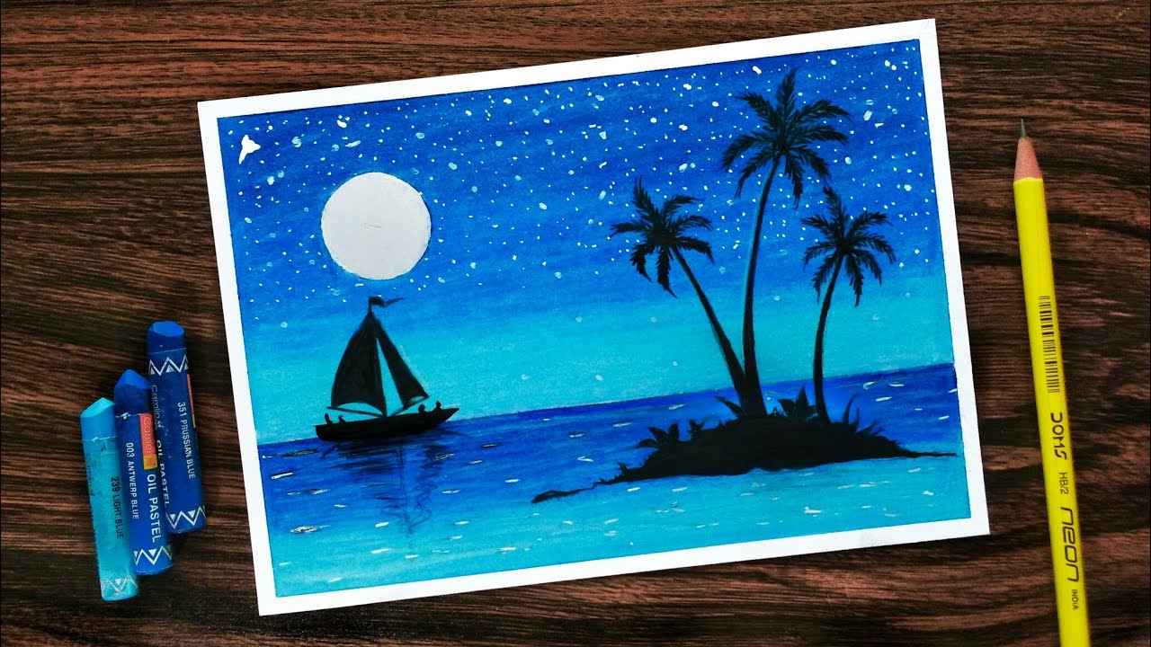 night scene drawing for kids