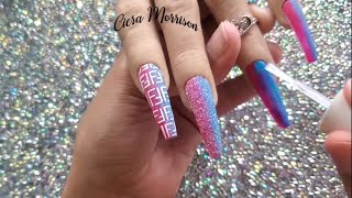 Acrylic Ombre Nails | Designer Nail Art | Glitter Nails