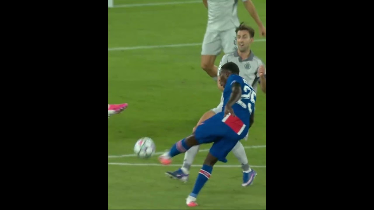 That INSANE shot from Nuno Mendes 💀😭 #PSG #UCL #ChampionsLeague