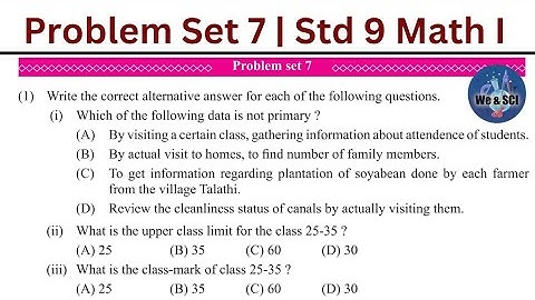 Problem Set 7 | L.7 Statistics | 9th Math I Std 9 Algebra