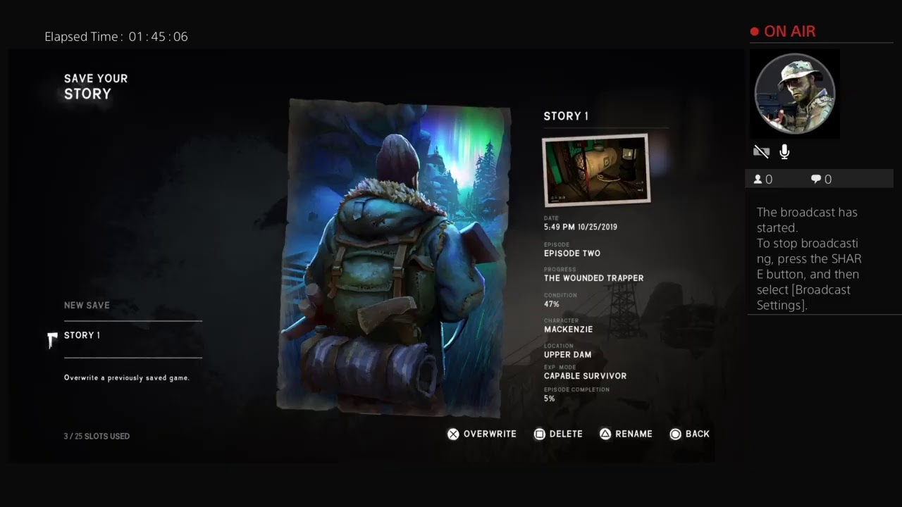 jaseoben385's Live PS4 Broadcast the long dark survival mode intreloper and episode 2 part two