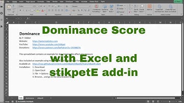 Excel - Dominance Score with stikpetE