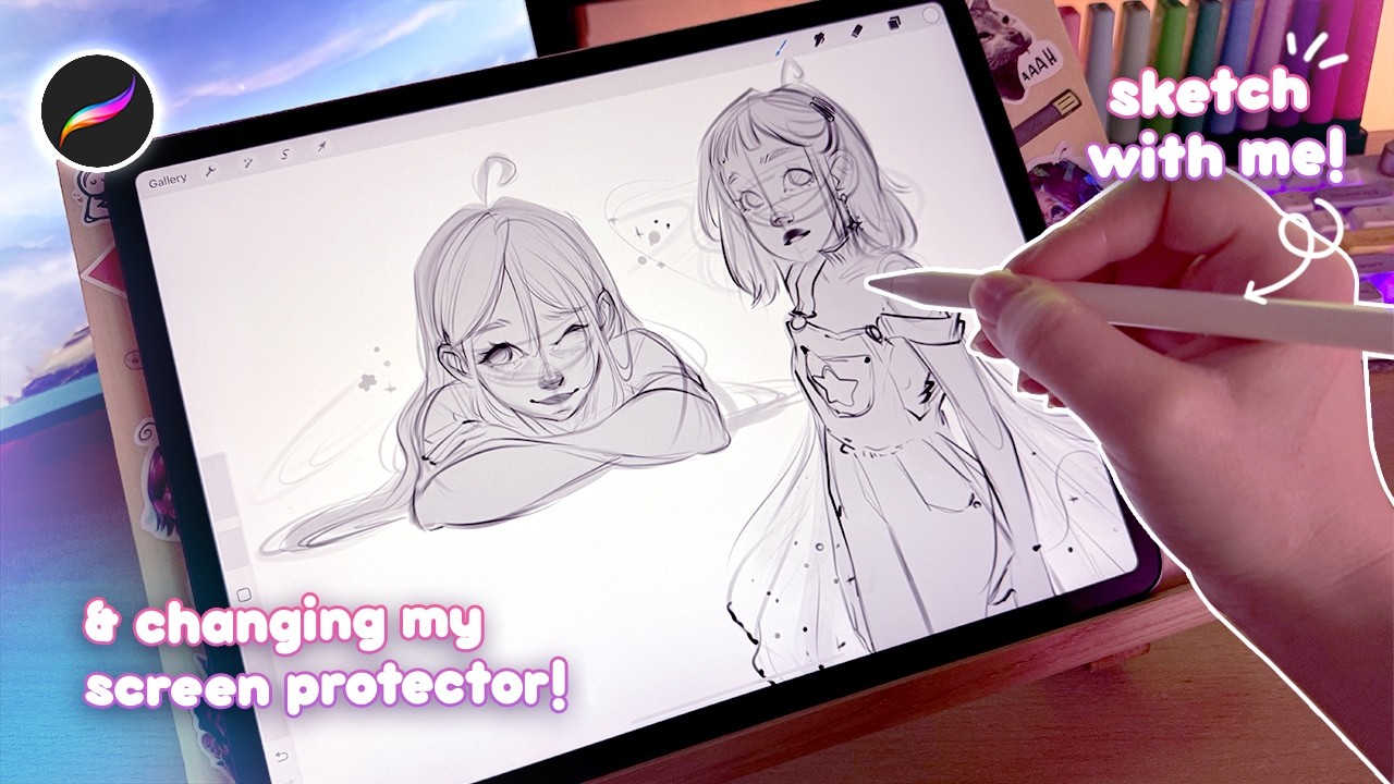 Cozy ASMR Drawing + iPad Refresh *. | sketch with me on Procreate, iPad ...