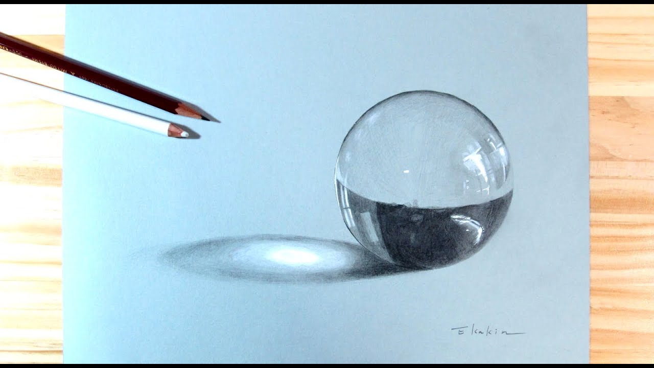 鉛筆画 ガラス玉 ビー玉 の絵をリアルに描いてみた Drawing And Painting Glass Ball Youtube