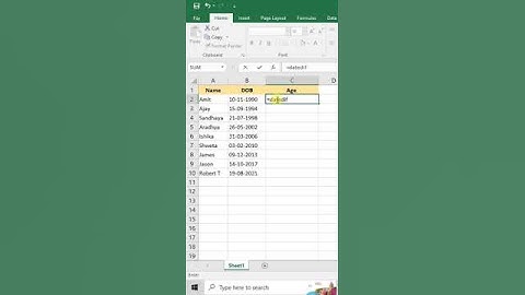 Excel Interview Questions | Quickly Calculate Age in Excel l #excel  #exceltutorial #shorts #xlookup