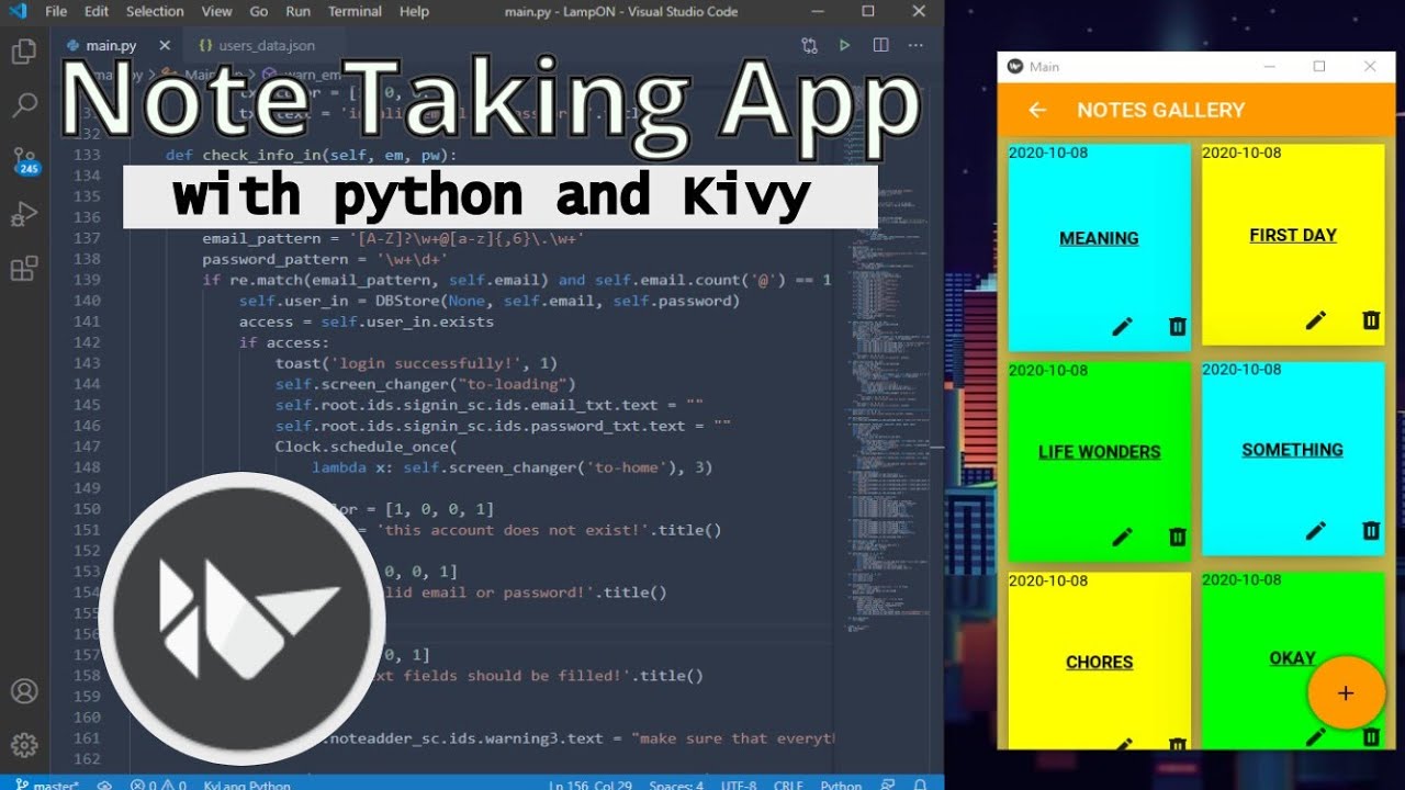Full Notes Taking Mobile App With kivy || python mobile apps - YouTube