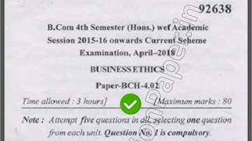 2018 Mdu BCom Hons 4th Sem Business Ethics Question Paper