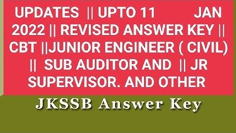 ONCE AGAIN JKSSB ||Revised Answer Keys| CBT || Junior Engineer Civil/Junior Supervisor /Sub Auditor