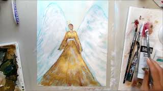 Painting a beautiful Christmas Angel Painting / Acrylic Painting