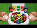 Football VS Coca Cola Zero, Sprite, Fanta, Mtn Dew, Yedigün Blue and Mentos in the toilet