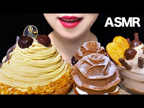 【咀嚼音/ASMR】巨大モンブランのタルトを食べる音 モッパン スイーツ大食い女子 ホール食いMONTBLANC CREAM Mukbung EatingSounds 먹방