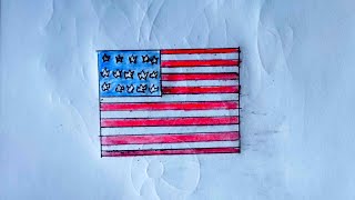 How to Draw the American Flag 🇺🇸 | Easy USA Flag Drawing Step by Step | Kids Drawing