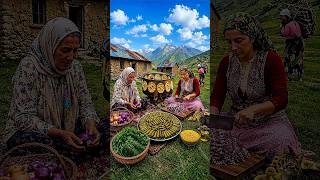Authentic Rural Life in Iran | Grape Leaf Dolma &amp; Bread Baking #food #cooking