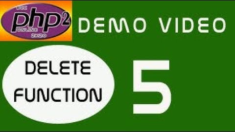 DELETE FUNCTION DEMO VIDEO (PHP-MYSQL-JAVASCRIPT)