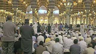 Adzan azan adhan of Maghrib Prayer in Masjid Nabawi,