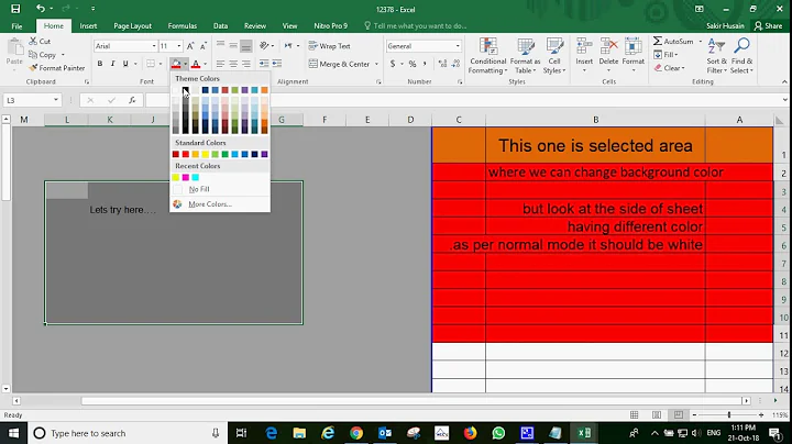Excel Background Color Not Changing
