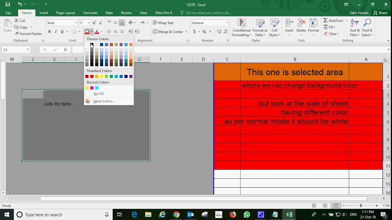 Excel Background Color Not Changing - YouTube