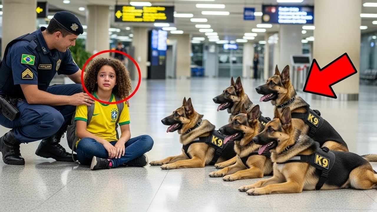 Assistiam em Silêncio os Cães Policiais se Formavam em Torno de uma Menina Chorando no Aeroporto